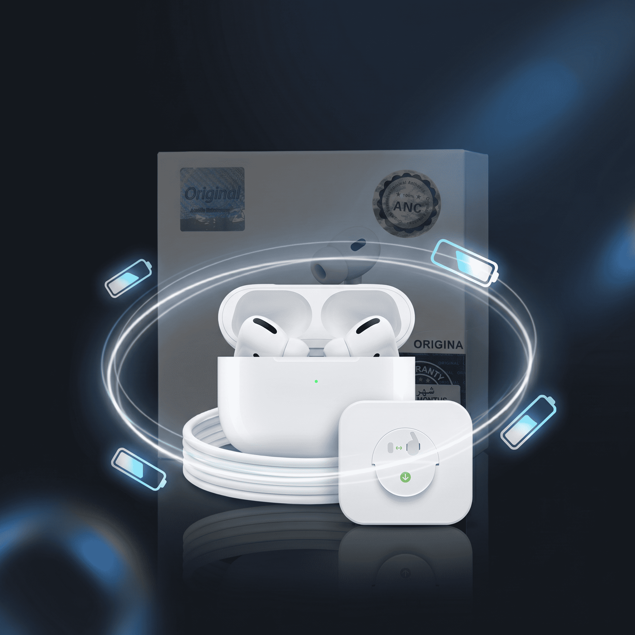 ANC Wireless Earbuds with Active Noise Cancellation & Charging Case – White