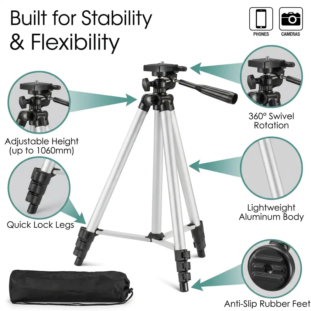 3110 Professional Tripod Stand for Camera & Mobile – Adjustable Aluminium with Carry Cover My Store