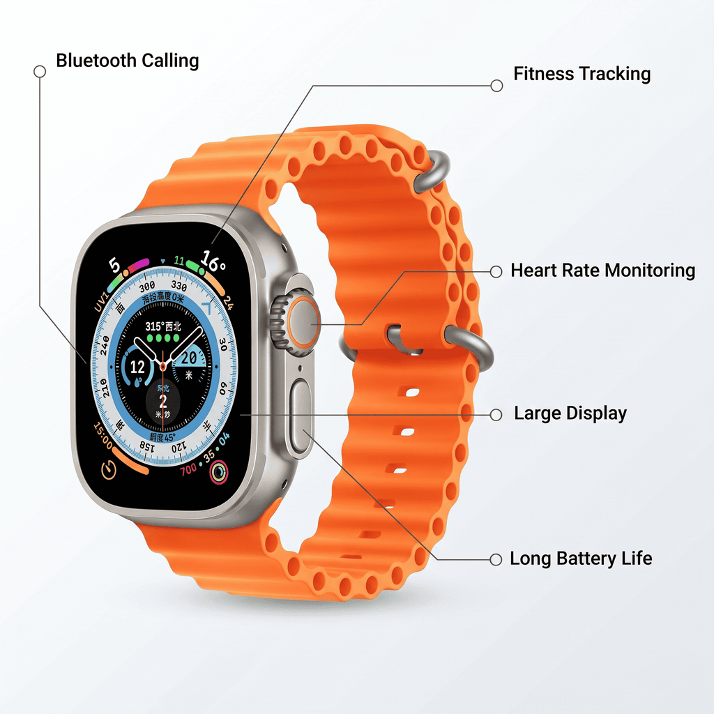 Smart Watch T800 Ultra Series 8 Ultra Smart Watch Sport Wireless Charger With Ocean Strap
