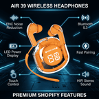Air 39 Wireless Earbuds - Transparent Design Bluetooth 5.3 - ENC Noise Reduction & Deep Bass Sound - LED Display TWS