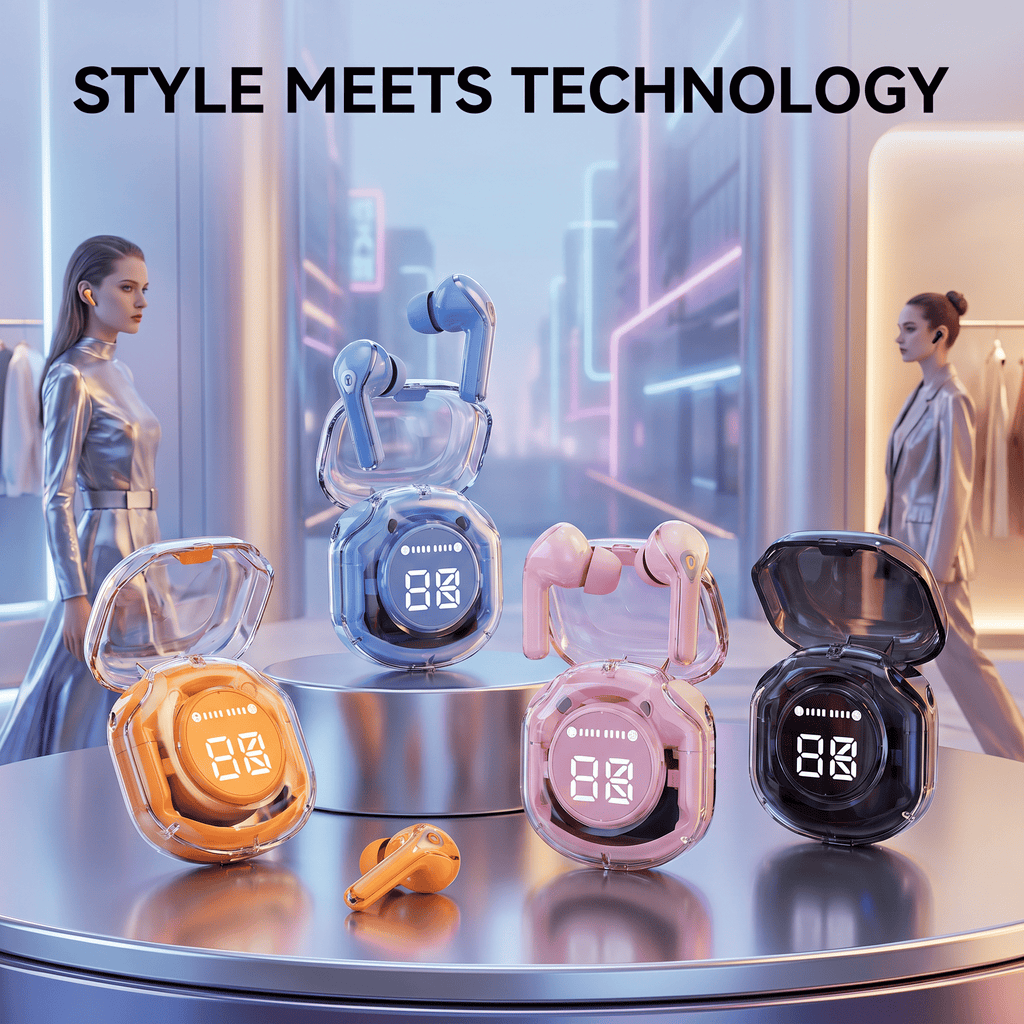 Air 39 Wireless Earbuds - Transparent Design Bluetooth 5.3 - ENC Noise Reduction & Deep Bass Sound - LED Display TWS