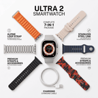 iMounra 2 BIG 2.01 Ultra Smartwatch | 7 in 1 Strap Multi-Color Bundle | Premium Design & Advanced Features
