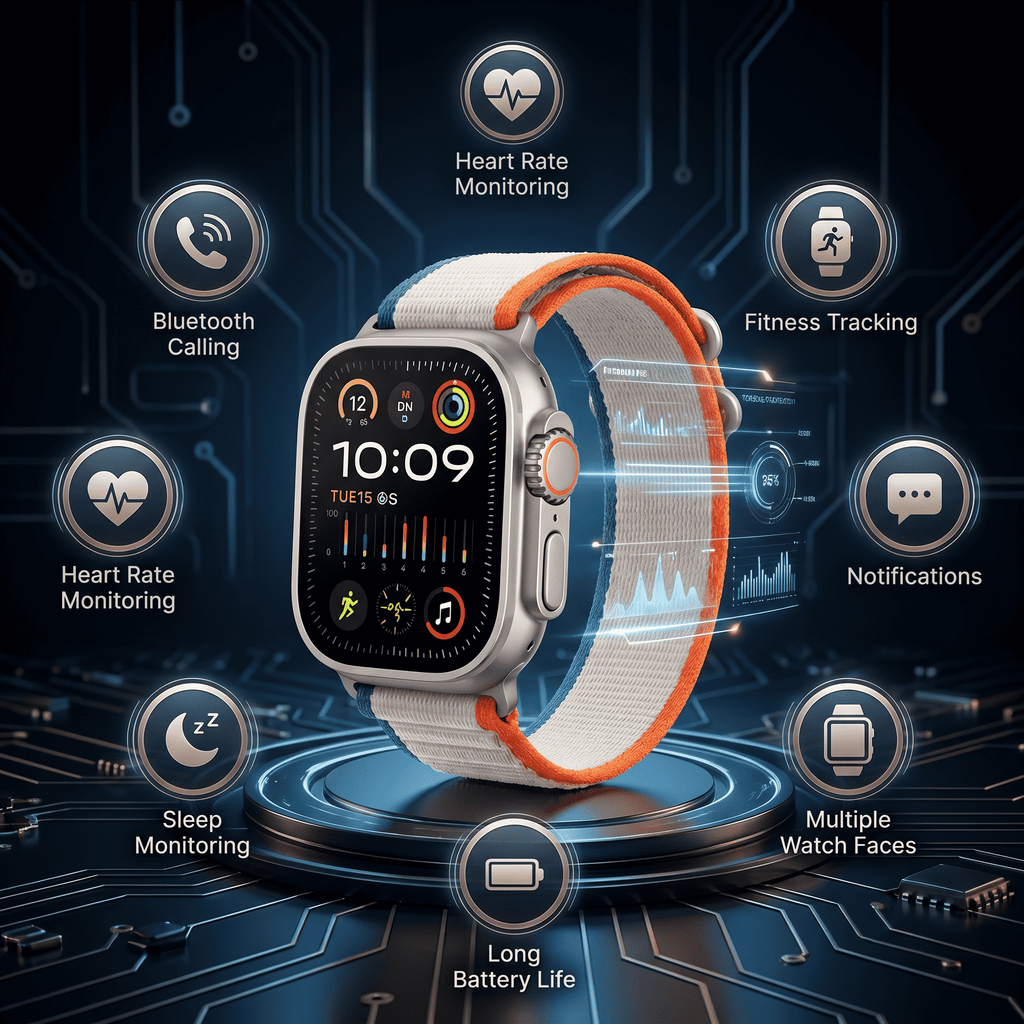 iMounra 2 BIG 2.01 Ultra Smartwatch | 7 in 1 Strap Multi-Color Bundle | Premium Design & Advanced Features