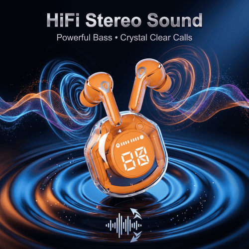 Air 39 Wireless Earbuds - Transparent Design Bluetooth 5.3 - ENC Noise Reduction & Deep Bass Sound - LED Display TWS
