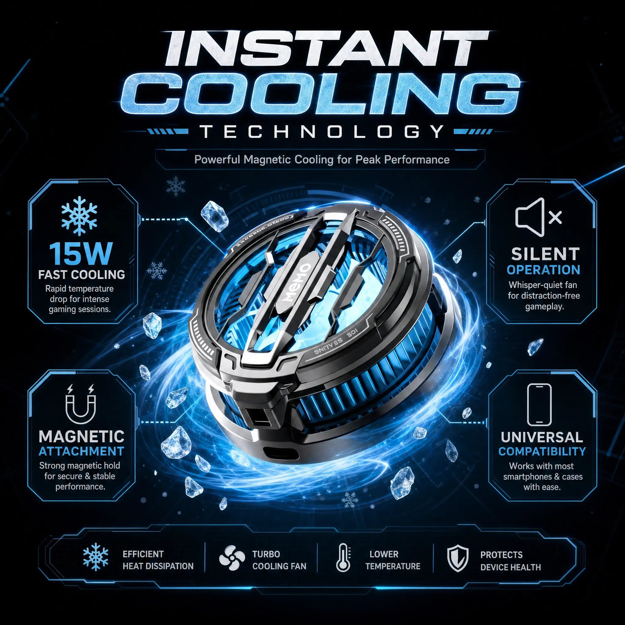 MEMO CX07 Pro Mobile Cooling Fan – 25W Fast Cooling Phone Cooler My Store