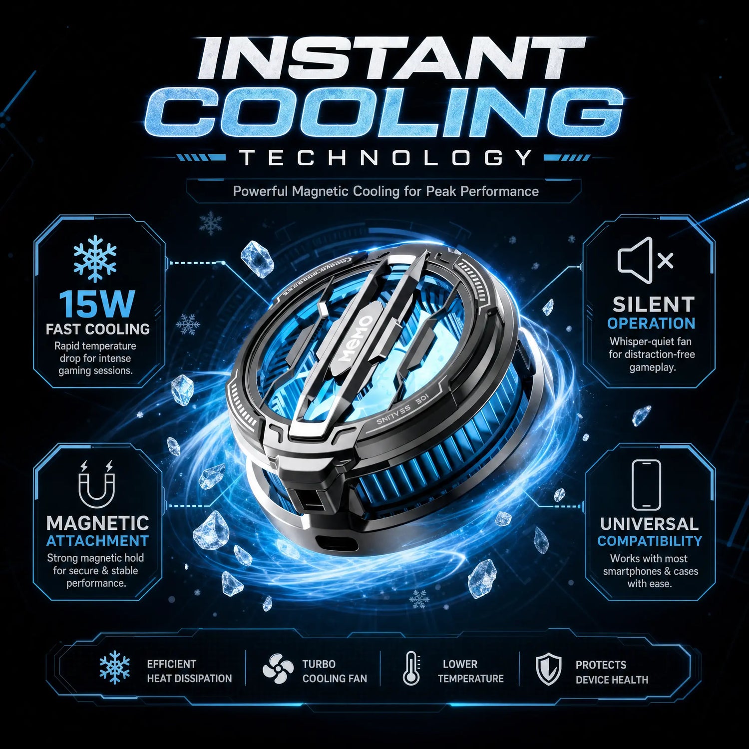 MEMO CX07 Pro Mobile Cooling Fan – 25W Fast Cooling Phone Cooler My Store